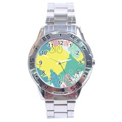 Plants Leaves Border Frame Stainless Steel Analogue Watch