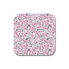 Candy Pink Black-cute Sweat Rubber Square Coaster (4 Pack) by Ravend