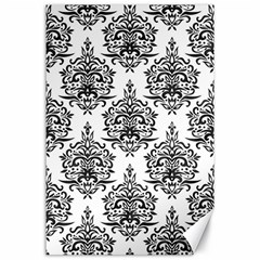 Black And White Ornament Damask Vintage Canvas 24  X 36  by ConteMonfrey