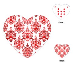 White And Red Ornament Damask Vintage Playing Cards Single Design (heart) by ConteMonfrey