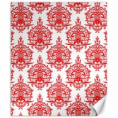 White And Red Ornament Damask Vintage Canvas 20  X 24  by ConteMonfrey