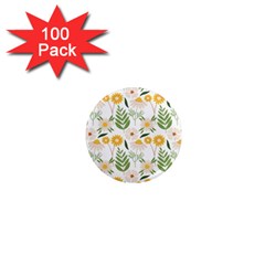 Flower White Pattern Floral Nature 1  Mini Magnets (100 Pack) 