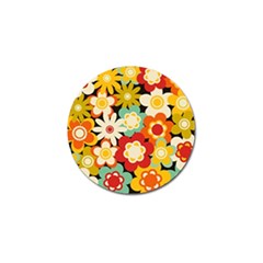 Floral Retro Vintage Blossom Golf Ball Marker (4 Pack)