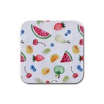 Fruit Summer Vitamin Watercolor Rubber Square Coaster (4 pack) Front