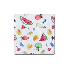 Fruit Summer Vitamin Watercolor Square Magnet by Wegoenart