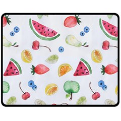 Fruit Summer Vitamin Watercolor Double Sided Fleece Blanket (medium)  by Wegoenart