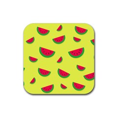 Watermelon Pattern Wallpaper Rubber Coaster (square) by Wegoenart