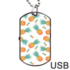 Pineapple Background Pattern Fruit Dog Tag Usb Flash (two Sides)