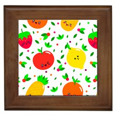 Pattern Fruit Fruits Orange Green Framed Tile