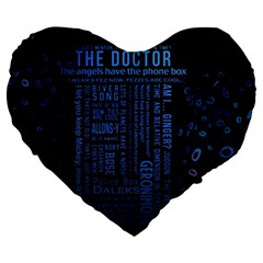The Doctor Tardis Large 19  Premium Heart Shape Cushions by danenraven