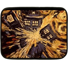 Brown And Black Abstract Painting Doctor Who Tardis Vincent Van Gogh Double Sided Fleece Blanket (mini)  by danenraven