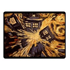 Brown And Black Abstract Painting Doctor Who Tardis Vincent Van Gogh Double Sided Fleece Blanket (small)  by danenraven