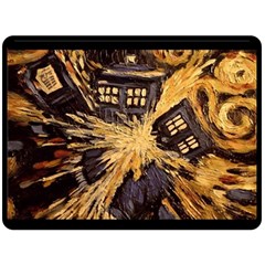 Brown And Black Abstract Painting Doctor Who Tardis Vincent Van Gogh Double Sided Fleece Blanket (large)  by danenraven