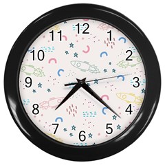 Galaxy Spaceship Patternstar Wall Clock (black)