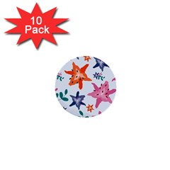 Flowers-5 1  Mini Buttons (10 Pack) 