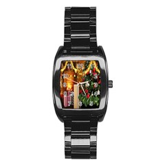 Christmas Tree And Presents Stainless Steel Barrel Watch by artworkshop