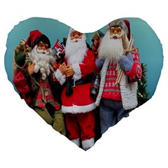 Santa On Christmas 3 Large 19  Premium Heart Shape Cushions by artworkshop