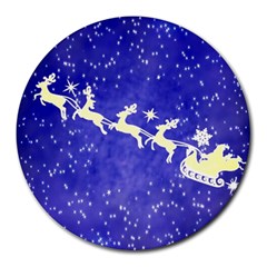 Santa-claus-with-reindeer Round Mousepads by nateshop