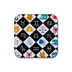 Zodiac Astrology Horoscope Pattern Rubber Coaster (square) by Wegoenart