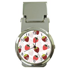 Strawberry Fruit Pattern Background Money Clip Watches by Wegoenart