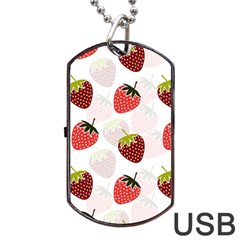 Strawberry Fruit Pattern Background Dog Tag Usb Flash (one Side) by Wegoenart