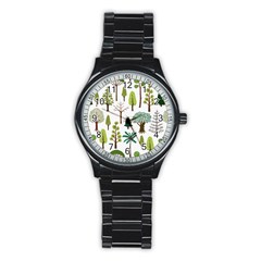 Chrismas Tree Greeen  Stainless Steel Round Watch by nateshop