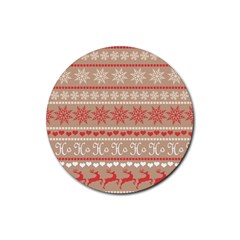 Christmas-pattern-background Rubber Round Coaster (4 Pack) by nateshop