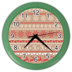 Christmas-pattern-background Color Wall Clock by nateshop