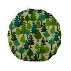 Seamless-forest-pattern-cartoon-tree Standard 15  Premium Flano Round Cushions by nateshop