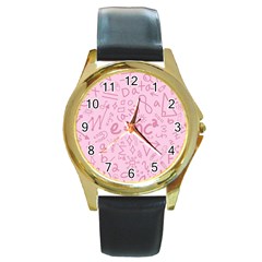 Background Back To School Bright Round Gold Metal Watch by Ravend