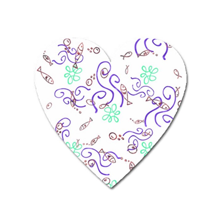 Background Pattern Wallpaper Fish Heart Magnet