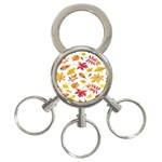 Watercolor-autumn-leaves-pattern-vector 3-Ring Key Chain