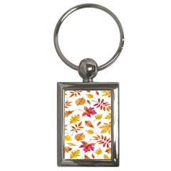 Watercolor-autumn-leaves-pattern-vector Key Chain (rectangle) by nateshop