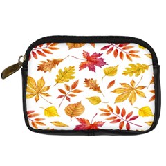 Watercolor-autumn-leaves-pattern-vector Digital Camera Leather Case by nateshop