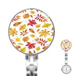 Watercolor-autumn-leaves-pattern-vector Stainless Steel Nurses Watch