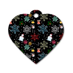 Christmas Thanksgiving Pattern Dog Tag Heart (one Side)
