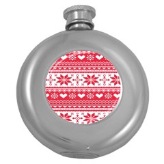 Nordic-seamless-knitted-christmas-pattern-vector Round Hip Flask (5 Oz) by nateshop