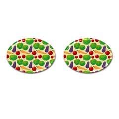 Food Illustration Pattern Texture Cufflinks (oval)