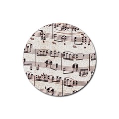 Vintage Beige Music Paper Background Design Rubber Coaster (round)