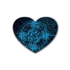 Network Circuit Board Trace Rubber Heart Coaster (4 Pack)