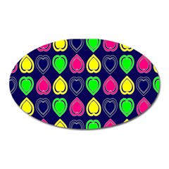 Blue Colorful Hearts Oval Magnet by ConteMonfrey