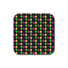 Colorful Mini Hearts Rubber Coaster (square) by ConteMonfrey