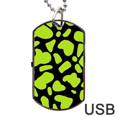 Neon Green Cow Spots Dog Tag Usb Flash (two Sides) by ConteMonfrey