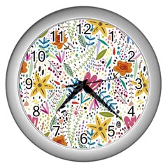Flowers Wall Clock (silver) by nateshop