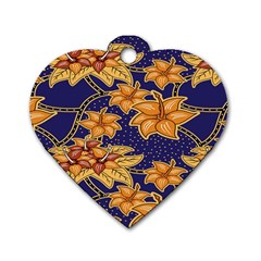 Seamless-pattern Floral Batik-vector Dog Tag Heart (one Side) by nateshop