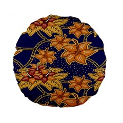 Seamless-pattern Floral Batik-vector Standard 15  Premium Round Cushions