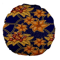 Seamless-pattern Floral Batik-vector Large 18  Premium Round Cushions by nateshop