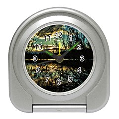 Forest Sunset Dusk Reflection Travel Alarm Clock by Wegoenart