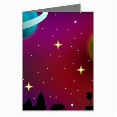 Asteroid Comet Star Space Aurora Greeting Card by Wegoenart