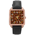 Thanksgiving Rose Gold Leather Watch  Front